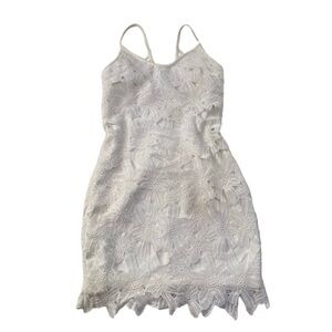 C Tea & Cup Beautiful Lace  Floral White Dress Medium